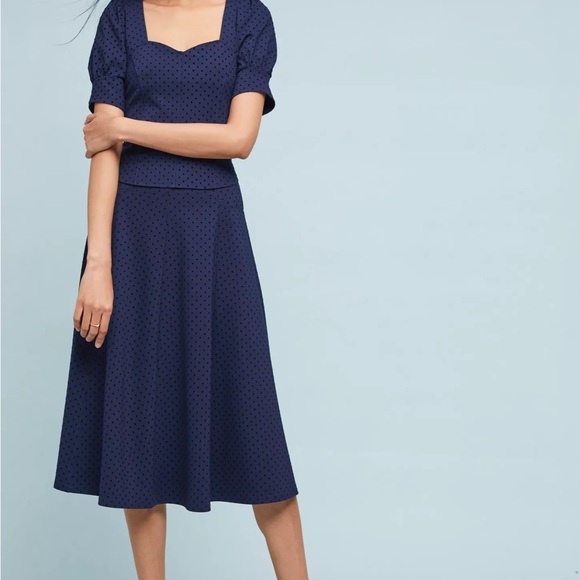 Anthropologie Maeve Women's Sevigny Blue Polka Dot Puff Sleeve Blouse‎ (set) - Picture 7 of 12